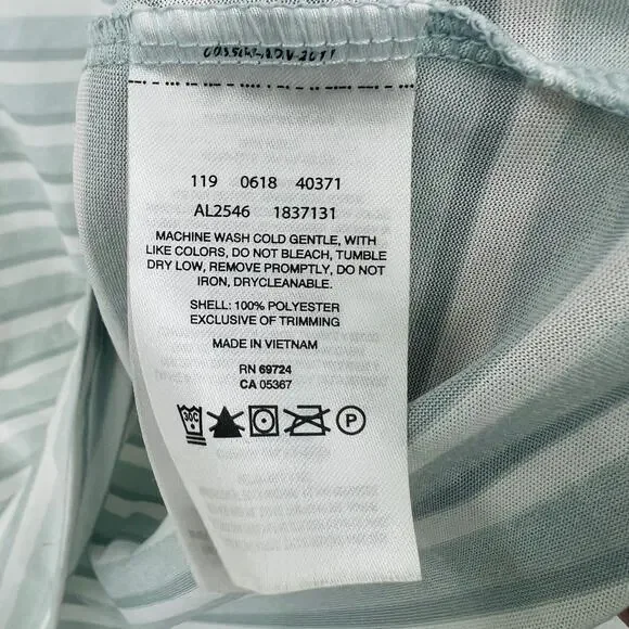 Columbia MEDIUM Henley Tee Shirt womens gray striped sheer 3/4 sleeve - Picture 9 of 9